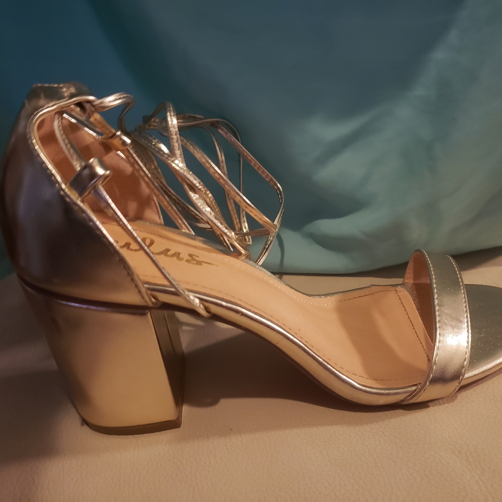 Elegant Silver Block Heel Sandals